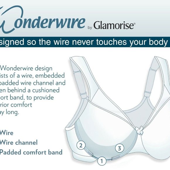 SOLD  Glamorise WONDERWIRE ELEGANCE LACE Bra 36H Cushioned (STRETCH-STRAPS) Wh… - Picture 9 of 9